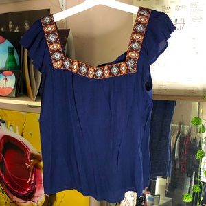 XL Blue summer tribal blouse